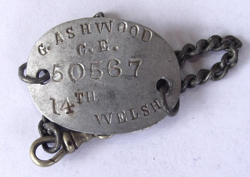 WW1 British Bracelet Dog Tag, 14th Welsh.
