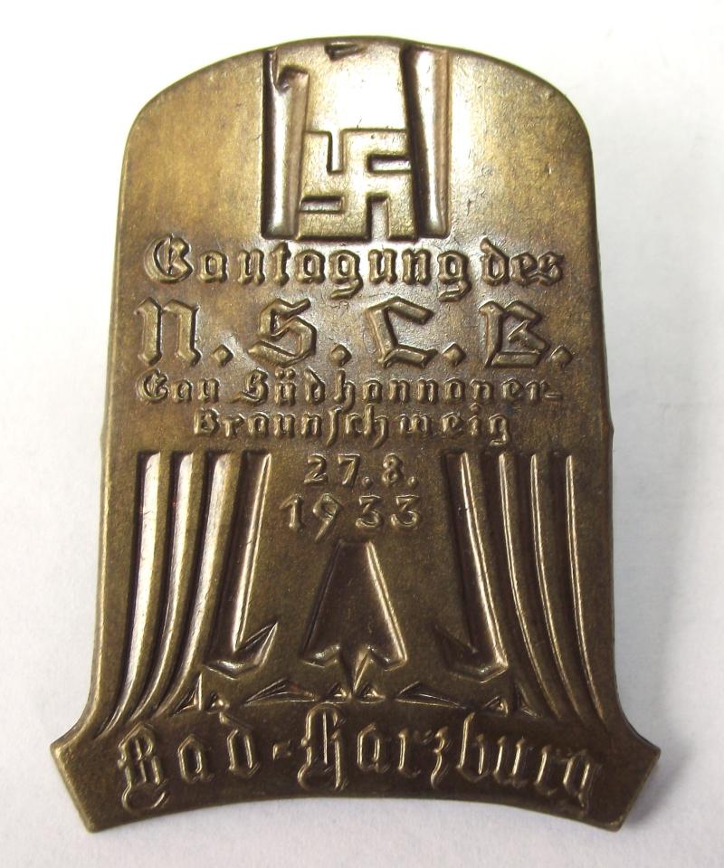 N.S.L.B. Gautag Event Badge/Tinnie. Bad-Harzberg,1933.