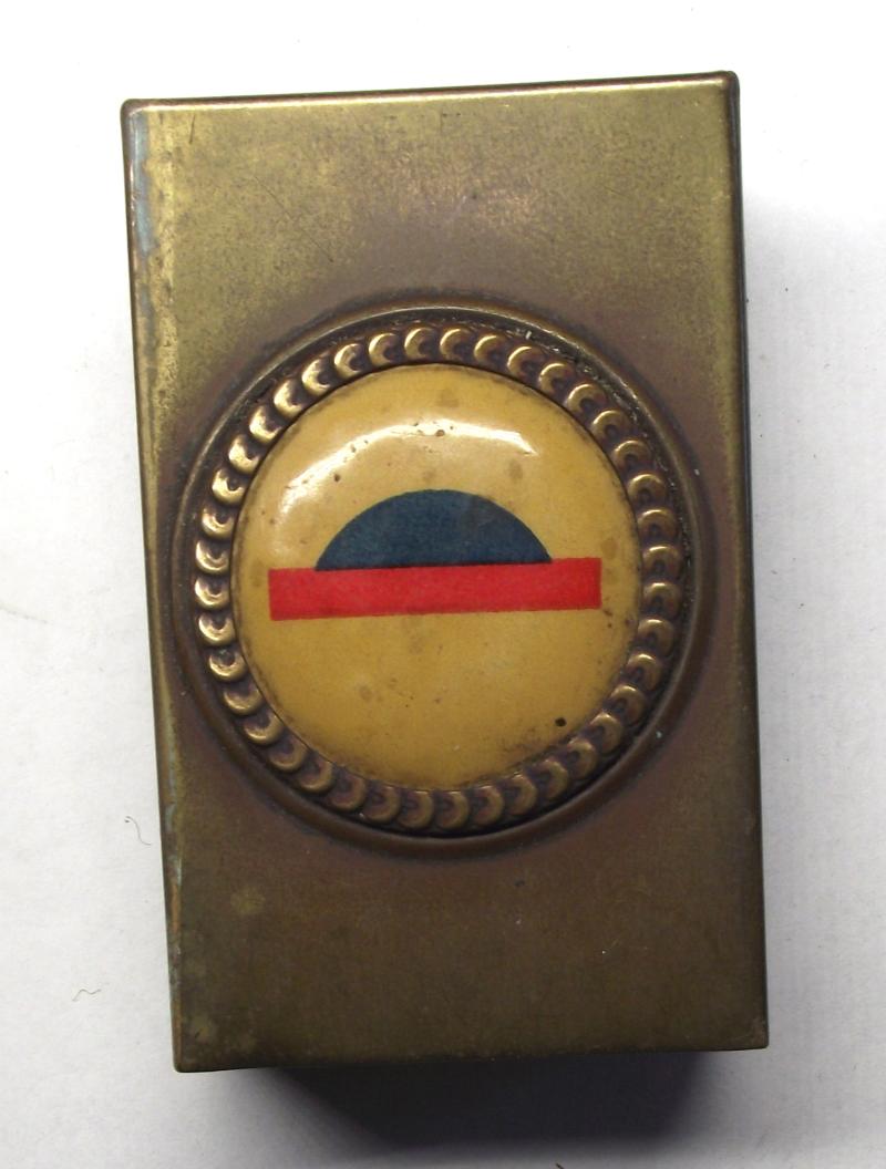 WW1 Formation Patch Souvenir Brass Matchbox Cover.