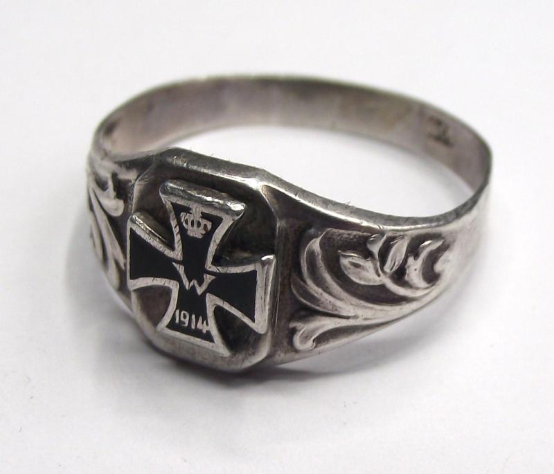 Imperial German Patriotic Silver Marked Iron Cross Ring