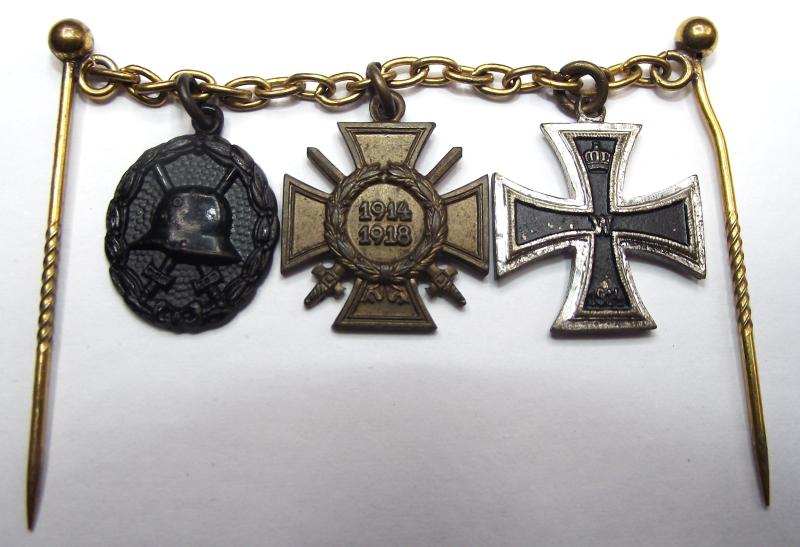 Imperial German Three Place Miniature Medal Chain.