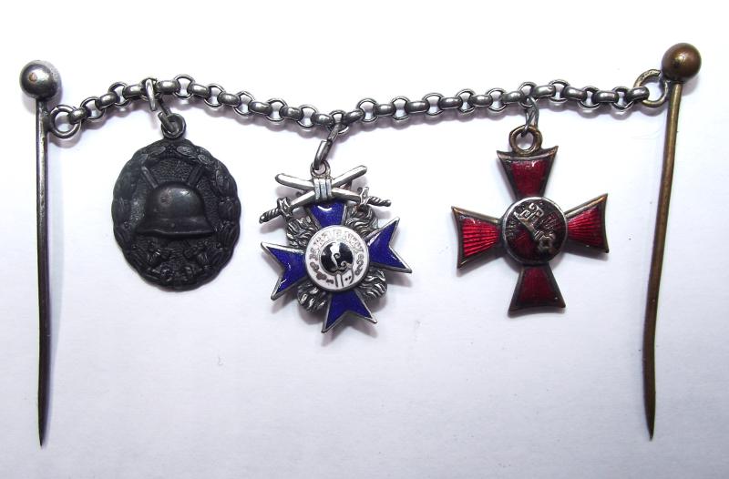 Imperial German Three Place Miniature Medal Chain.