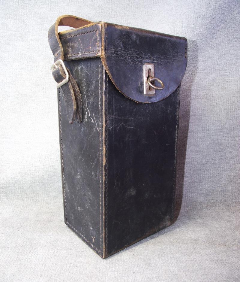 1935 Dated German Black Leather Carry Box. Cardiff Royal Signals Veteran Bring-Back.