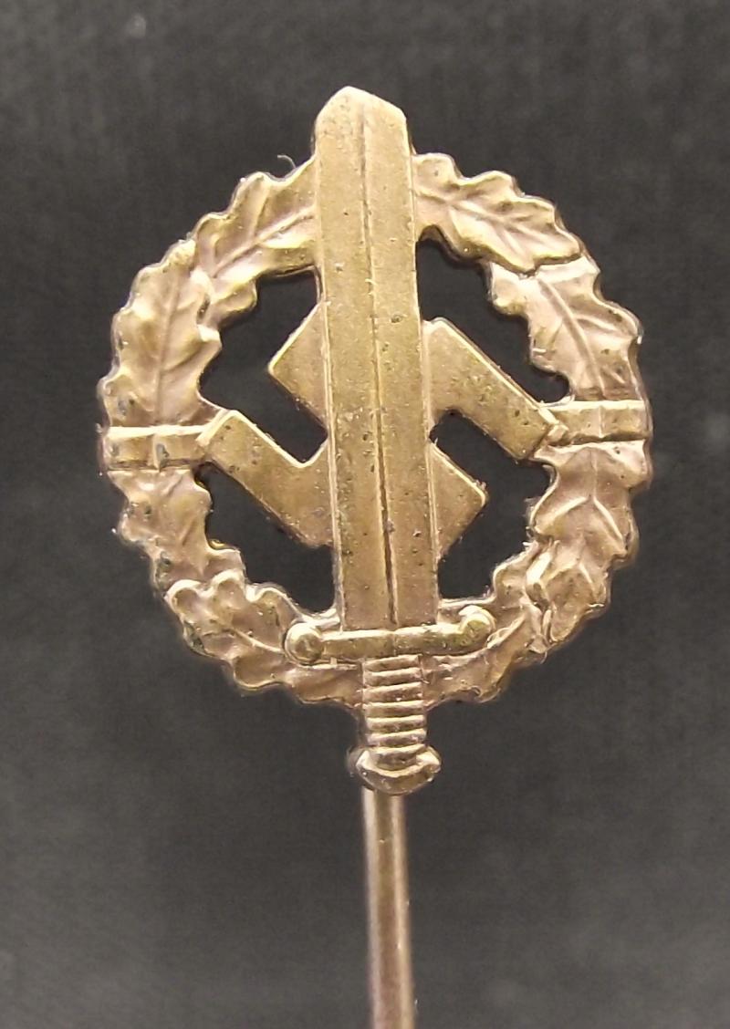 WW2 German 9mm Stick Pin. SA Sports Badge in Bronze.