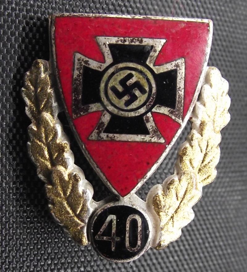 WW2 German Lapel Membership Badge. N.S.R.K.B. Veterans Association 40 Years.