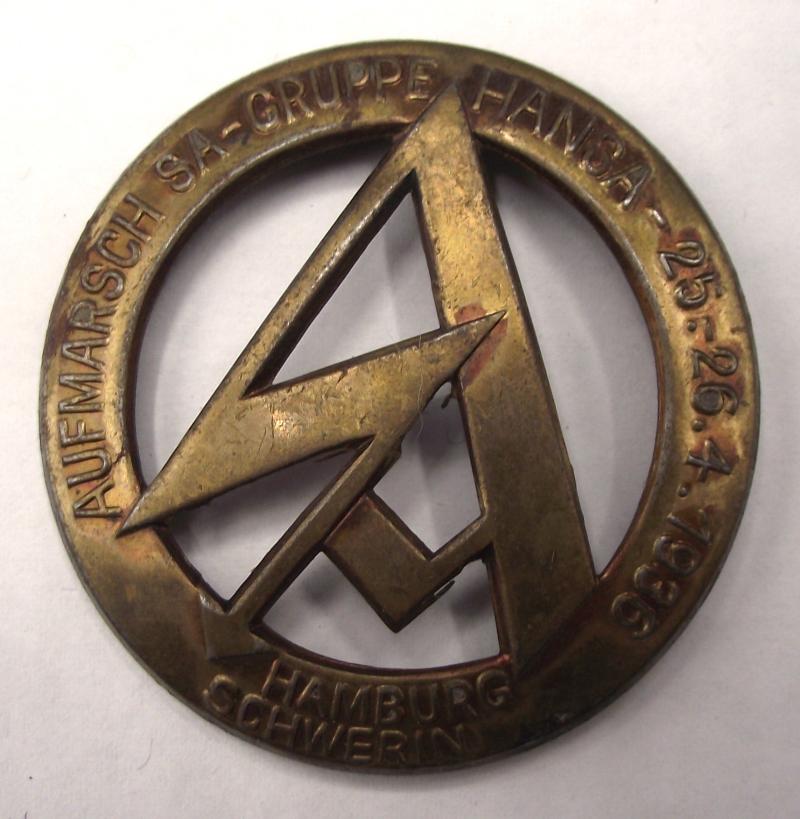 SA Event Badge/Tinnie. Aufmarsch Gruppe Hansa, 1936.