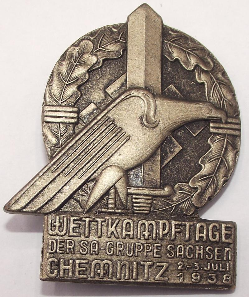 SA Event Badge/Tinnie. Wettkampftage SA Gruppe Sachsen, 1938.