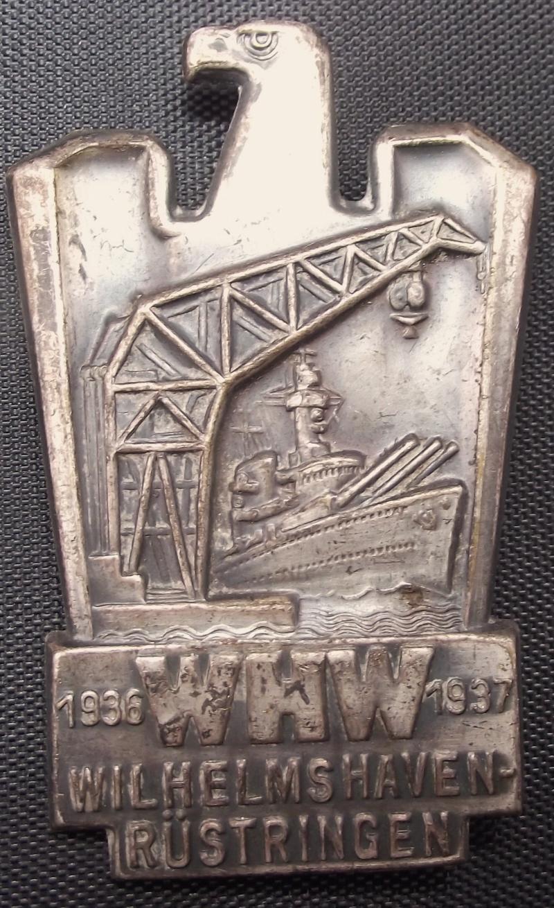 WHW Event Badge/Tinnie. Wilhelshaven Rustringen, 1936/37