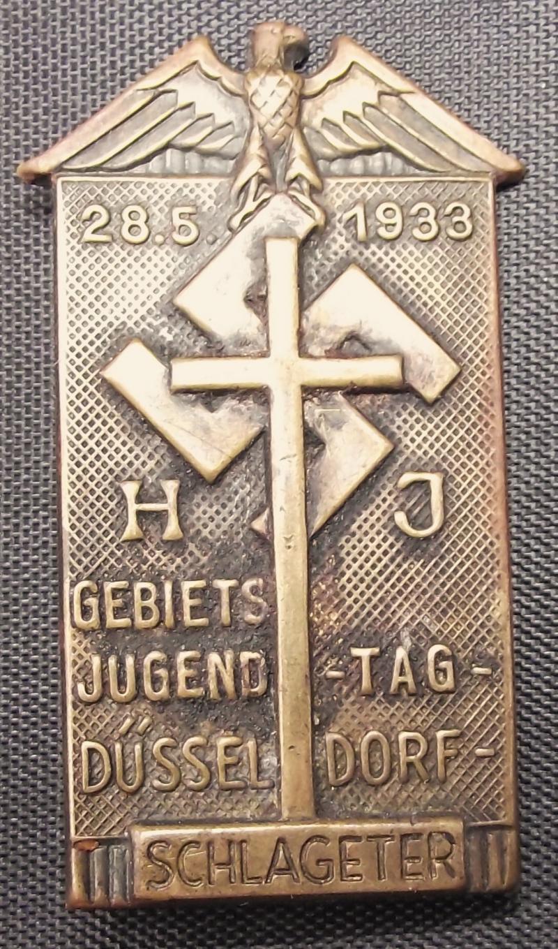 Hitler Youth Tinne/ Event Badge. Gebiets Jugend Tag Dusseldorf, Schlageter.