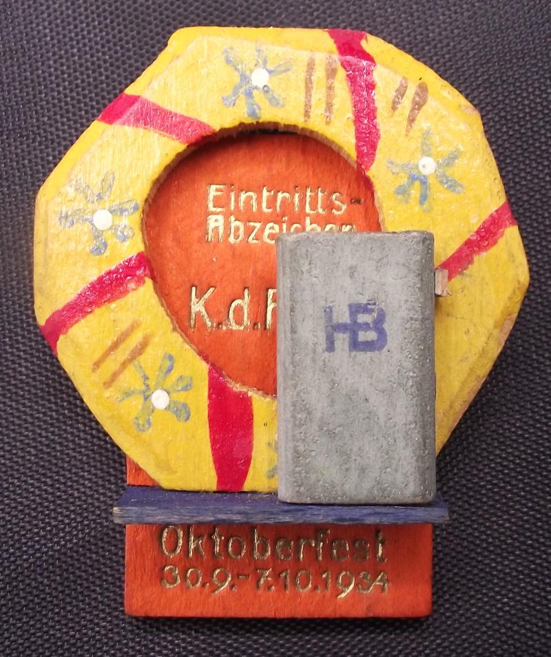 KDF Event Badge/Tinnie. Oktoberfest 1934.