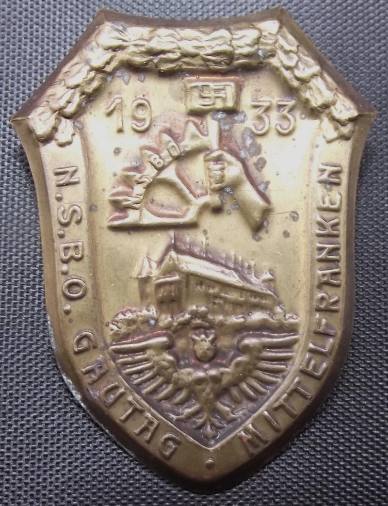 NSBO Event Badge/Tinnie. Mittle Franken, 1933.