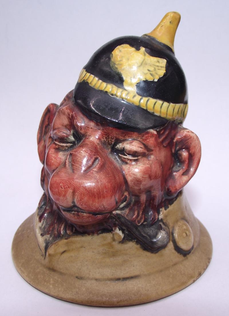 Imperial German Smoking Chimp Tobacco Jar Lid.