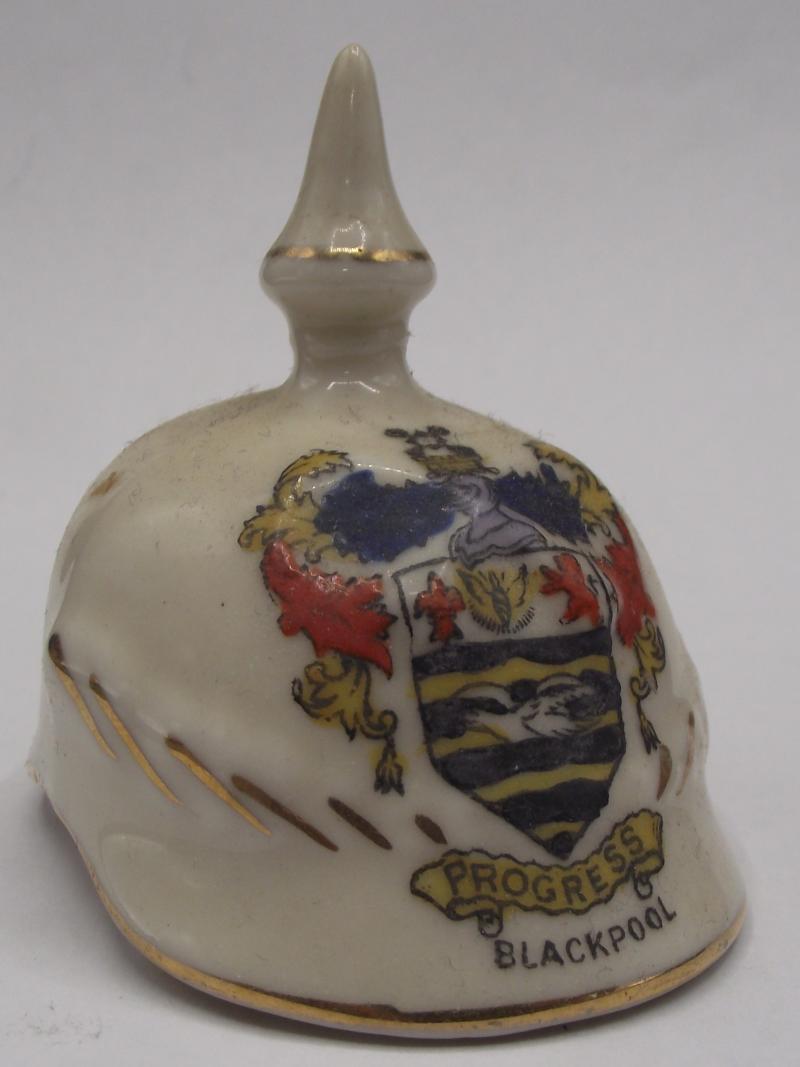 China Pickelhaube. Goss/Arcadian Style Pot Lid. Blackpool.