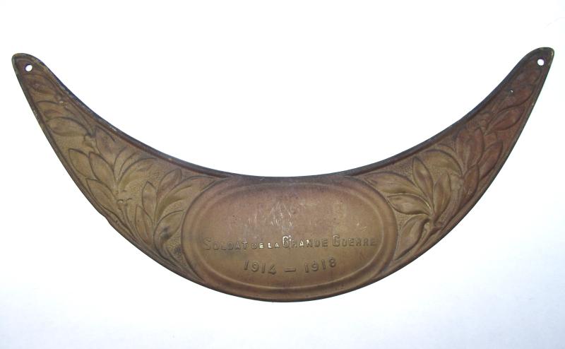 French WW1 Veteran Souvenir Adrian Helmet Brow Plate.