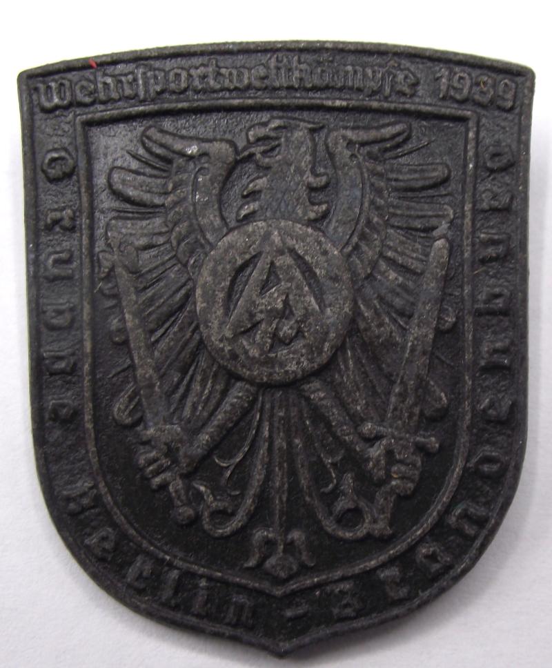 SA Event Badge/Tinnie. Wehrsportwettkampf Gruppe Berlin Brandenburg, 1939.