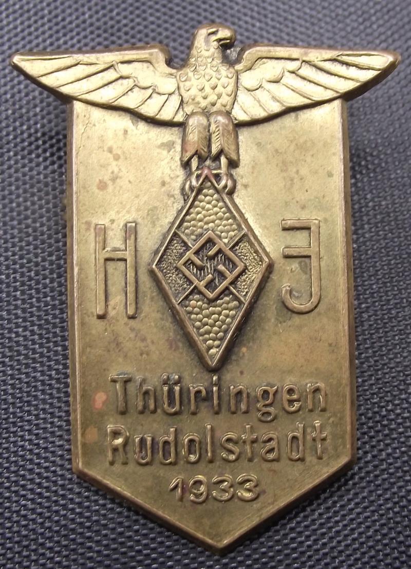 Hitler Youth Tinne/ Event Badge. Thuringen-Rudolstadt, 1933.