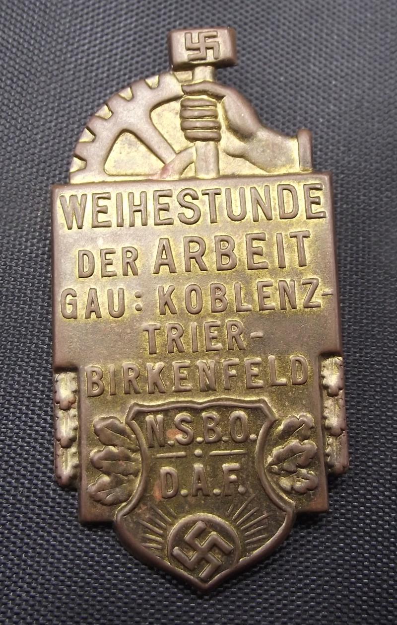 NSBO/DAF Event Badge/Tinnie. Koblenz, 1933.