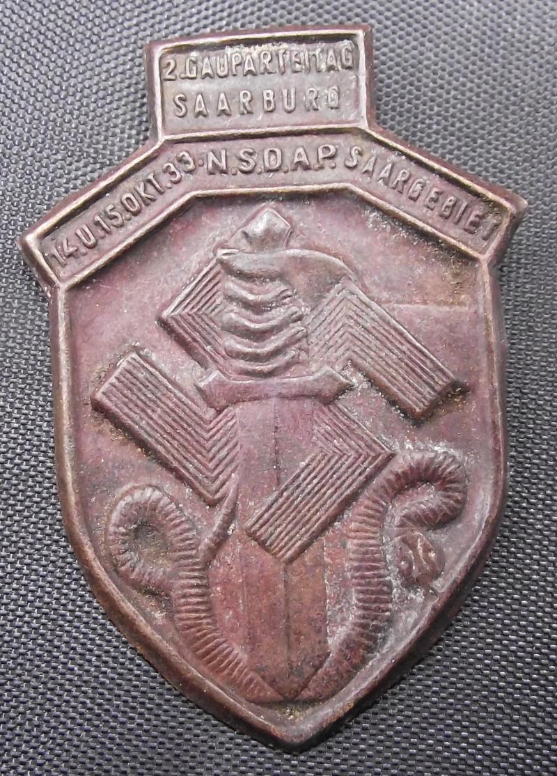 NSDAP Event Badge/Tinnie. 2.Gauparteitag Saarburg, 1933.