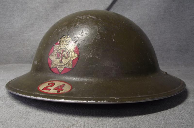 1940 Dated NFS Steel Helmet. District 24, Worcester.