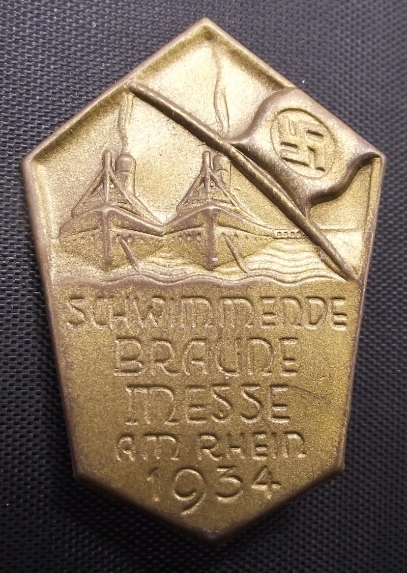 NSDAP Event Badge/Tinnie. Schwimmende Braue Messe Am Rhein, 1934.