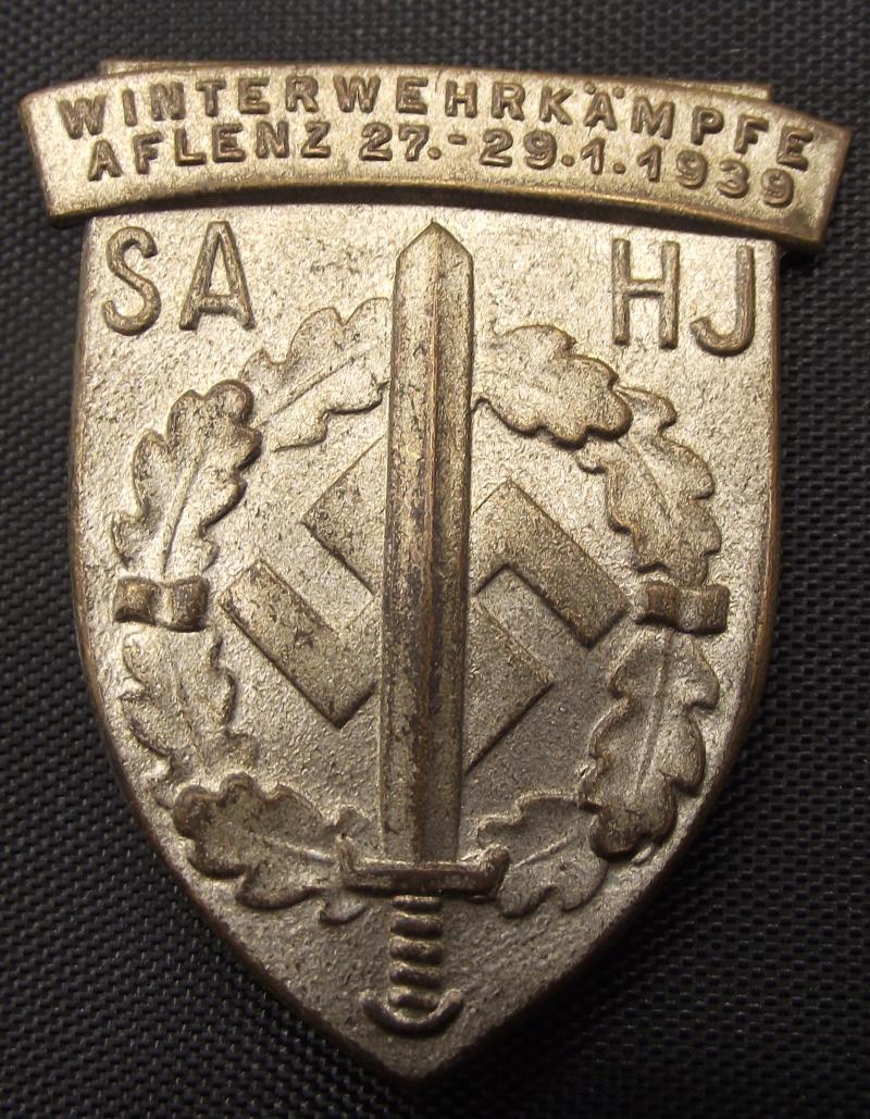 SA/HJ Event Badge/Tinnie. Aflenz, 1939.