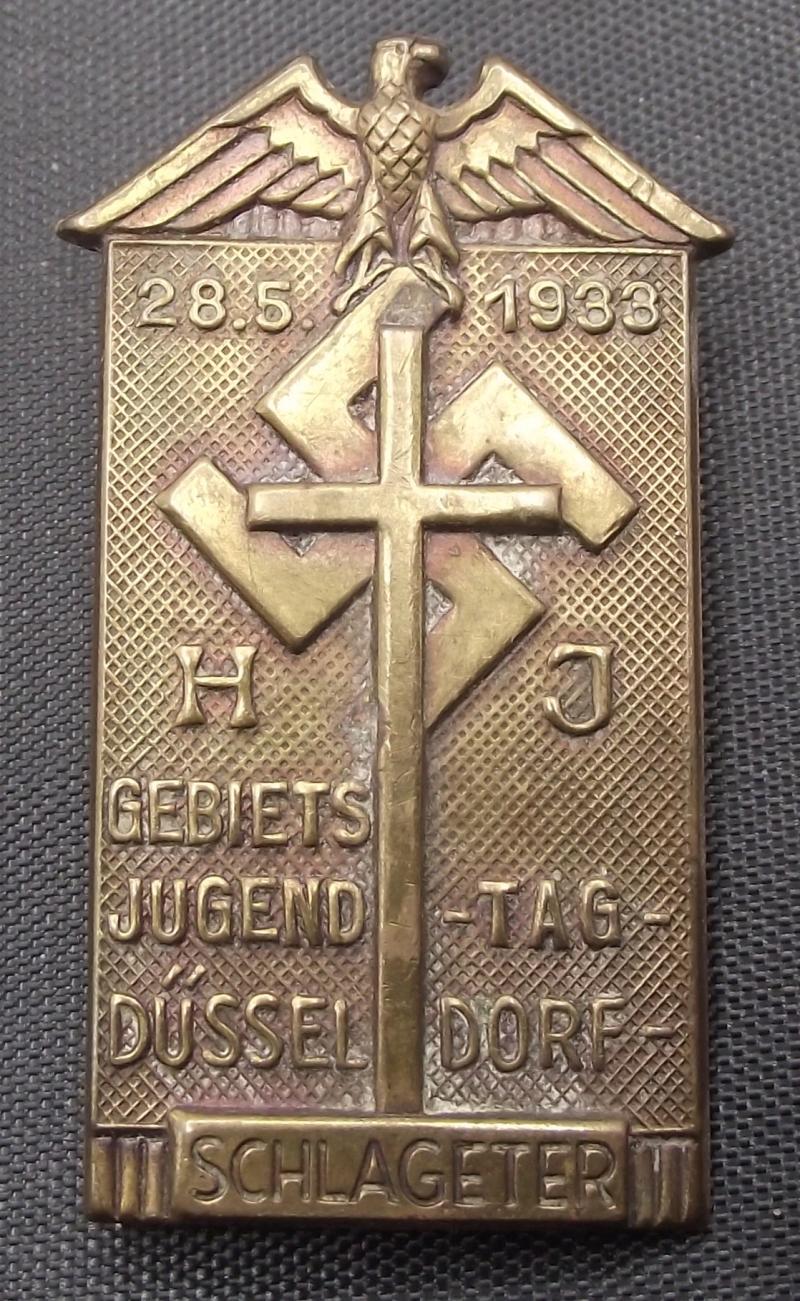 Hitler Youth Tinne/ Event Badge. Gebiets Jugend Tag Dusseldorf, Schlageter. 1933.