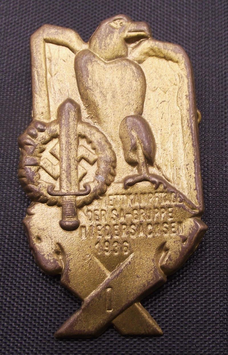 SA Event Badge/Tinnie. Wettkampftage SA Gruppe Niedersachsen, 1936..