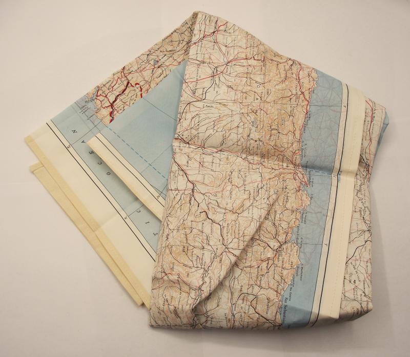 Large Silk Escape Map, France/Spain, 1953.