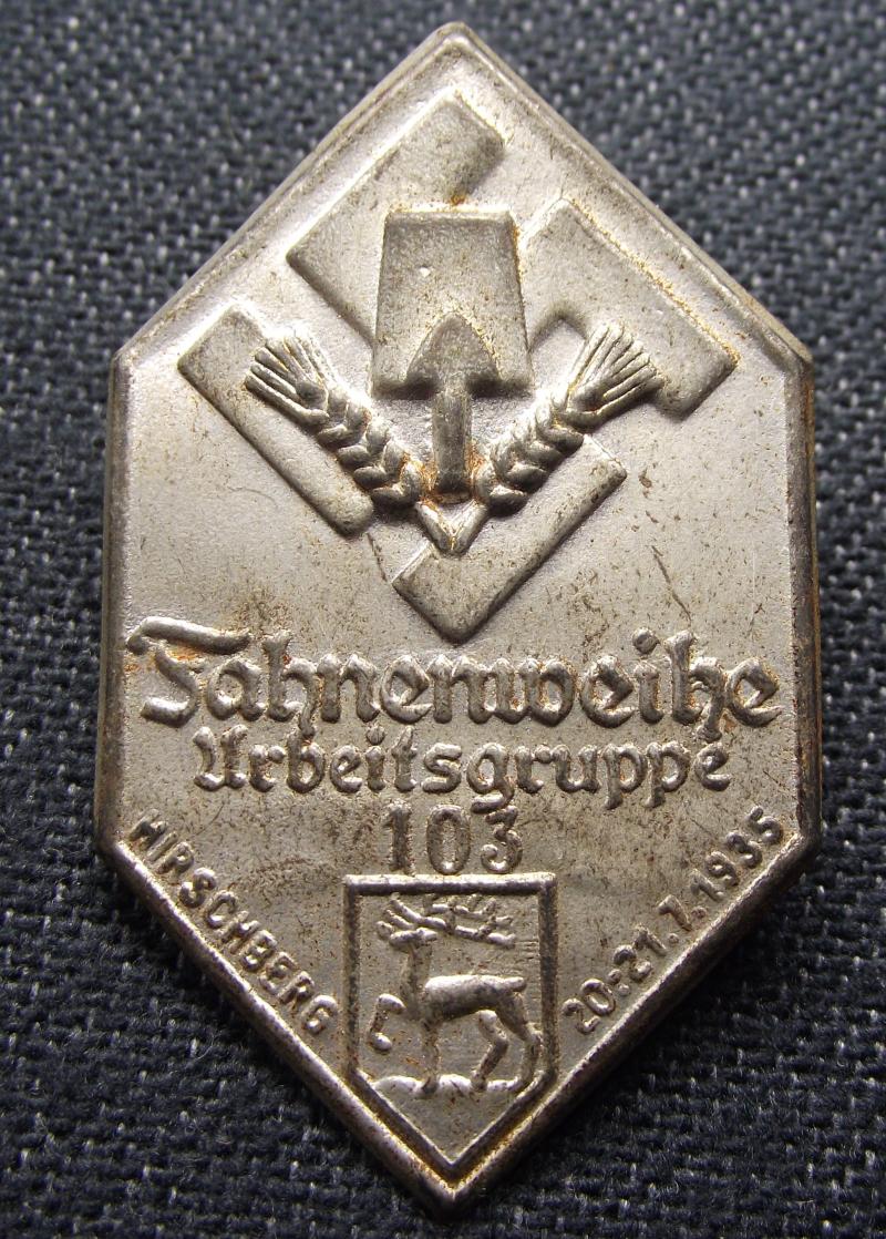 RAD Event Badge/Tinnie. Fahneweihe Urbeitsgruppe 103. 1935.