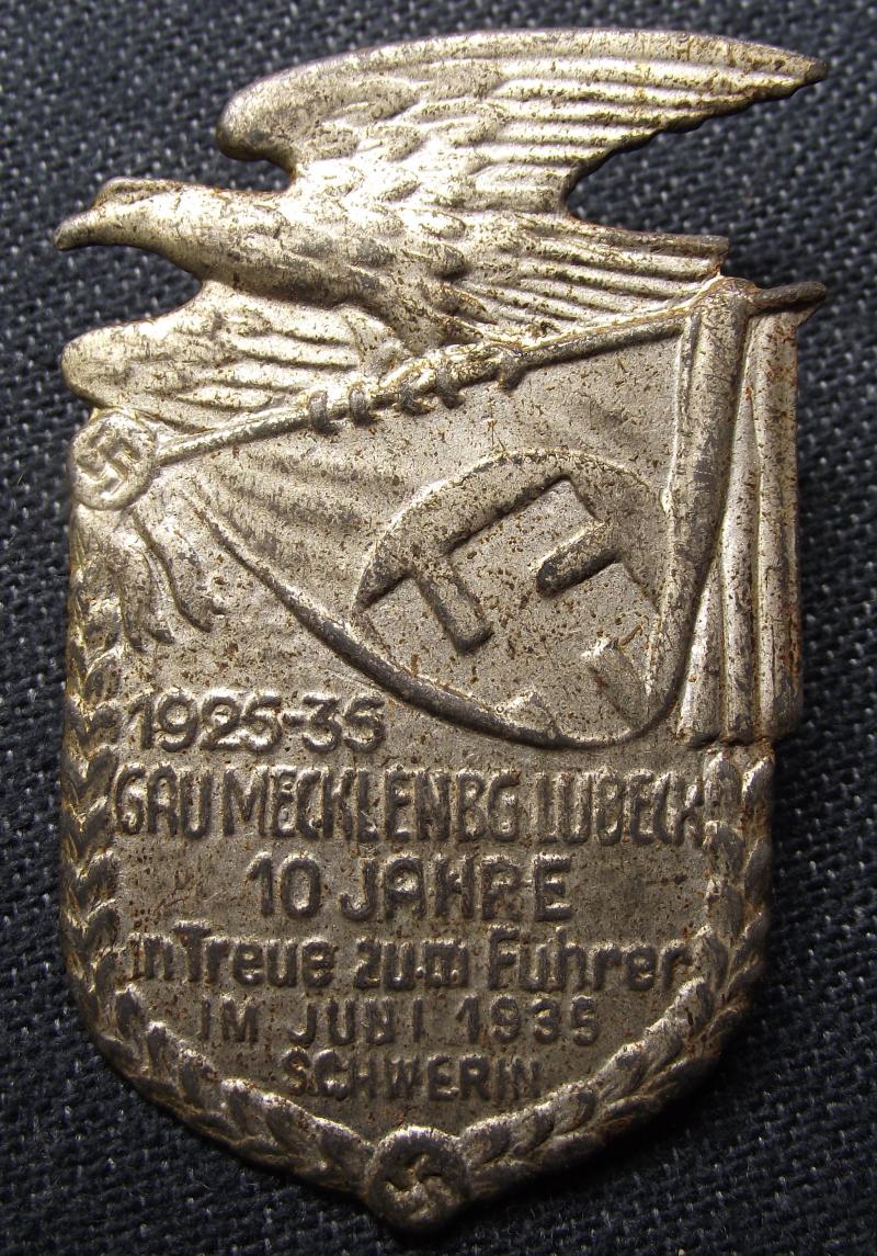 NSDAP Event Badge/Tinnie. Gau Meckleberg Lubeck, 1935.