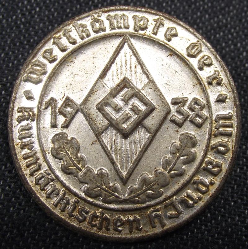 Hitler Youth Event Badge/Tinnie. Wetkampfe HJ u.d. BDM Kurmarkichen,1938.