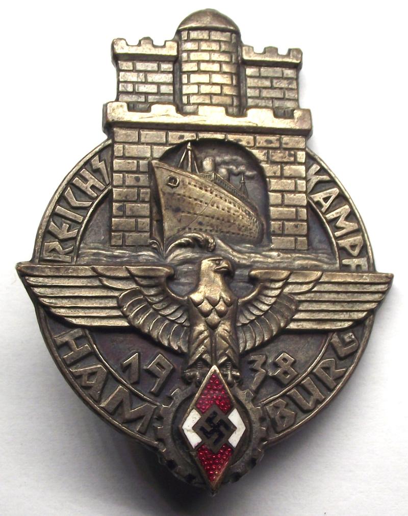Scarce Hitler Youth Reichskampf Hamburg 1938 Participants Badge.
