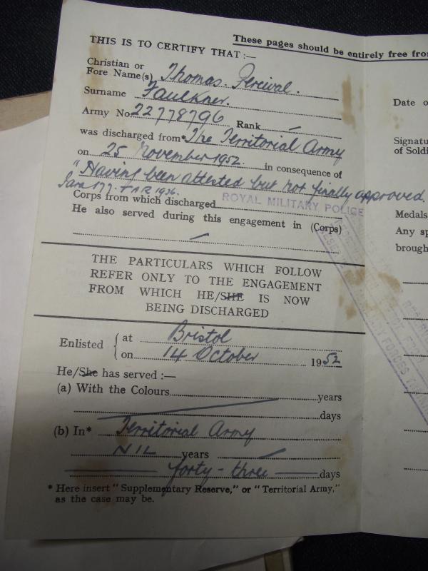 WW2 British Medal Group, Paperwork and Insignia. Bristol.