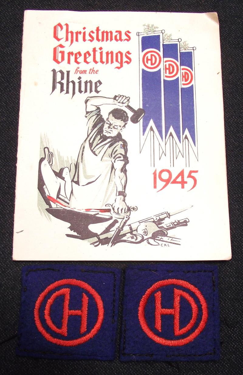 51st Highland Division Formation Titles and 1945 Rhine Christmas Card.
