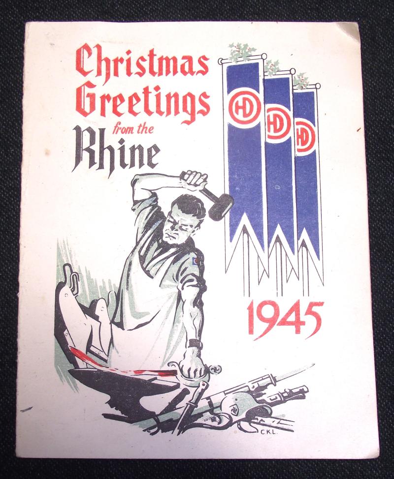 51st Highland Division Formation Titles and 1945 Rhine Christmas Card.