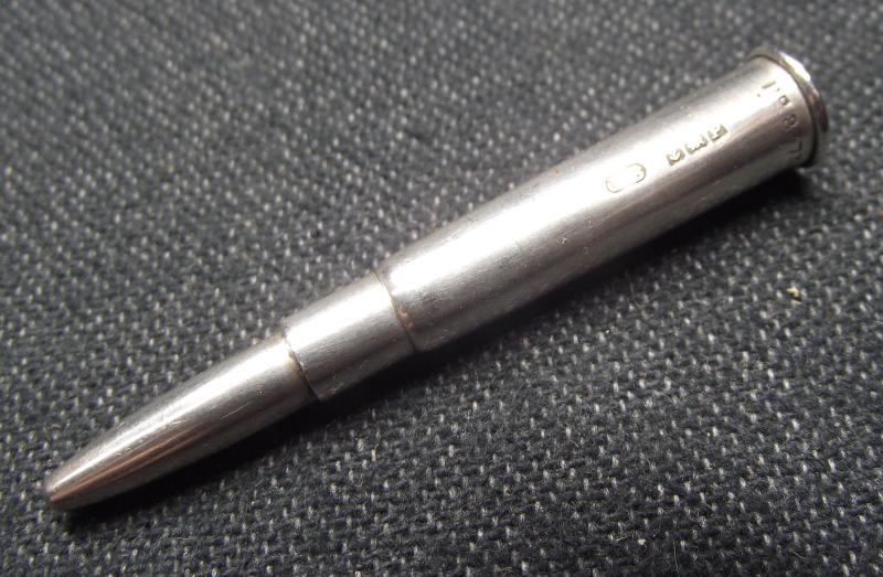 WW2 Silver Bullet Cigar Piercer. Hallmark date 1939.