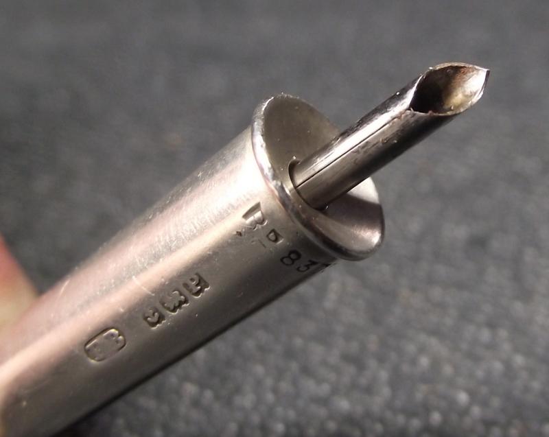 WW2 Silver Bullet Cigar Piercer. Hallmark date 1939.
