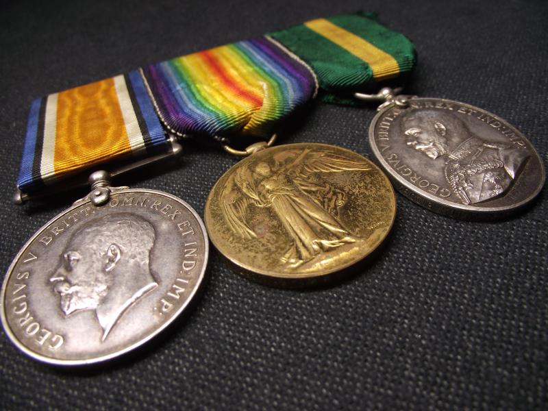 WW1 Welsh Regiment Medal Pair and Territorial Force Efficiency Medal, SGT, 7th Welsh(Cyclist), 17th and 9th Welsh.