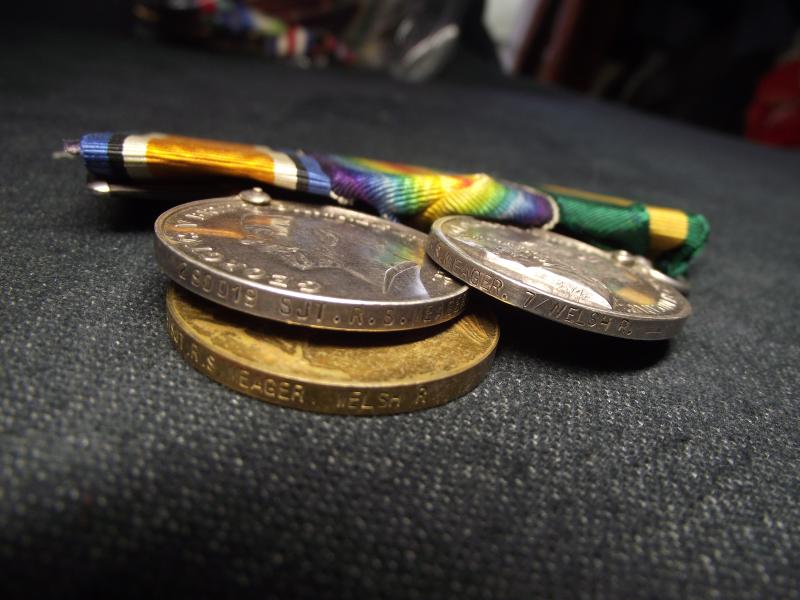 WW1 Welsh Regiment Medal Pair and Territorial Force Efficiency Medal, SGT, 7th Welsh(Cyclist), 17th and 9th Welsh.