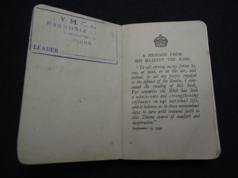 1944 Dated Soldiers New Testament with 1946 Dated German Written Sentiment.