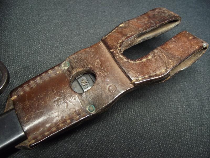 WW2 Japanese Arisaka Type 30 Rifle Bayonet and Scabbard with its Period Leather Frog. Minty?