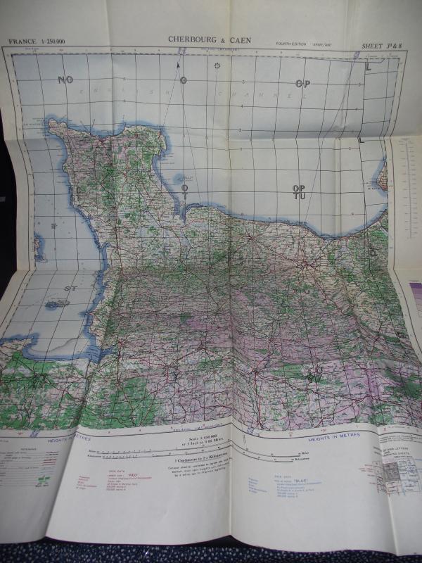 British 1943 Dated Map. Cherbourg & Caen. Normandy Invasion.