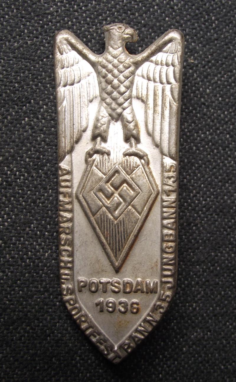 Hitler Youth Tinne/ Event Badge. Aufmarsch u. Sportsfest, Potsdam, 1936.