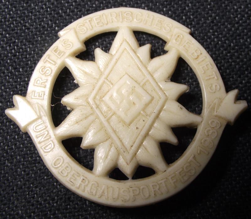 Hitler Youth Event Badge/Tinnie. Steirisches Gebiets Sportsfest, 1939.