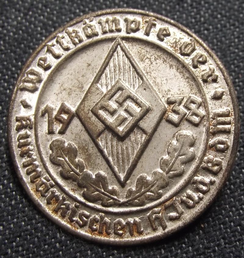 Hitler Youth-BDM Event Badge/Tinnie. Wettkampf Kurmurkischen 1938.