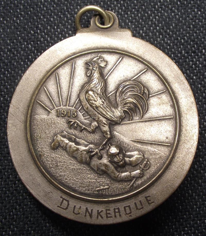 French 1915 Dated Dunkerque Ladies Souvenir Neck Pendant Mirror.