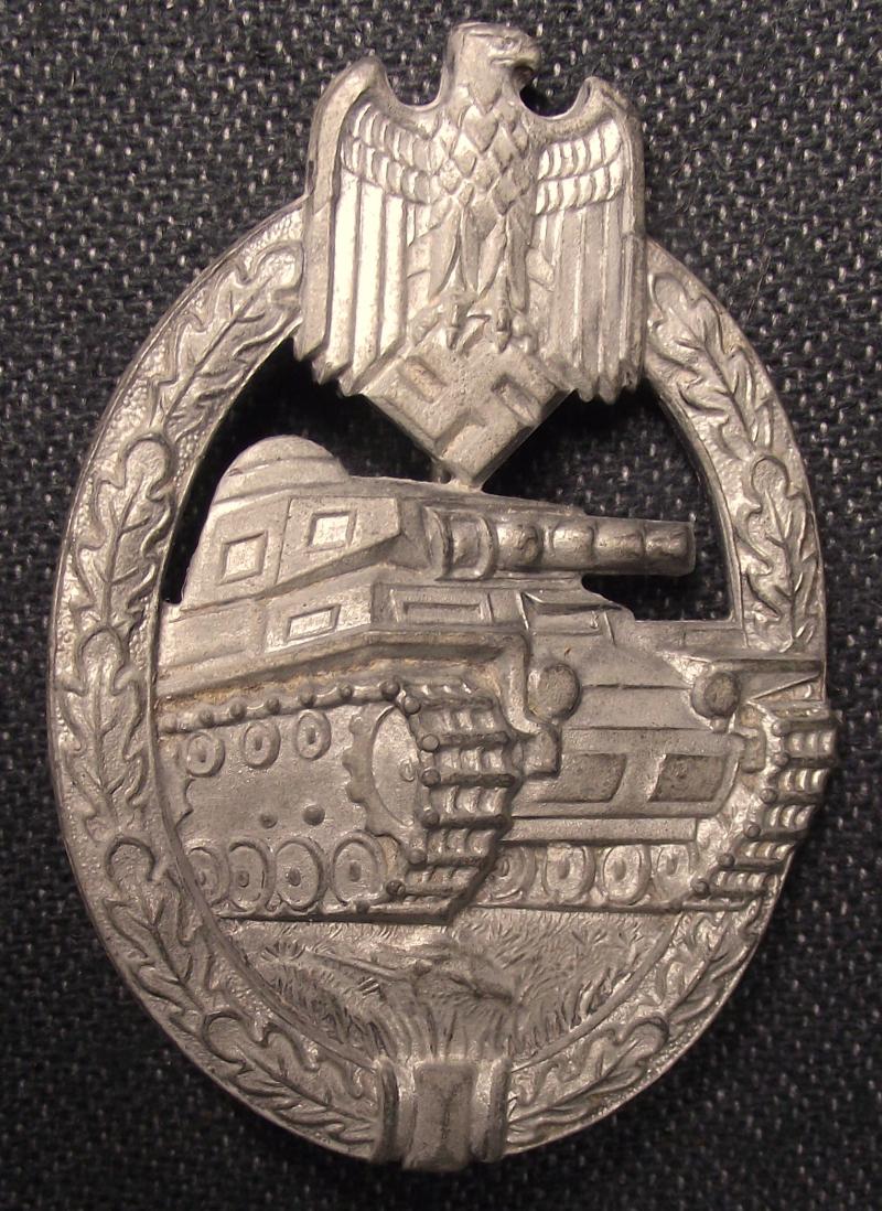 WW2 German Silver Grade Panzer Assault Badge. Herman Aurich.