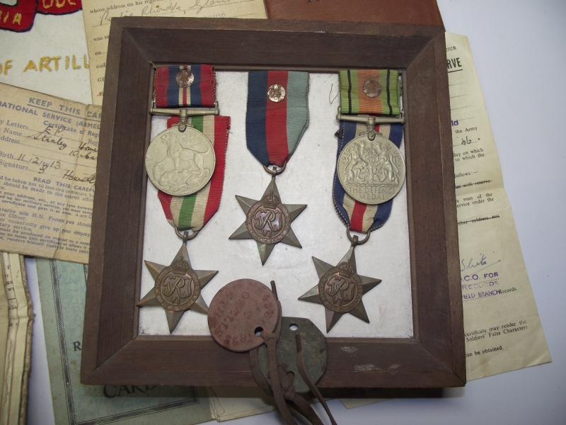 Medals and Paper Work Grouping. 32 Field Regiment Royal Artillery. Rhondda.