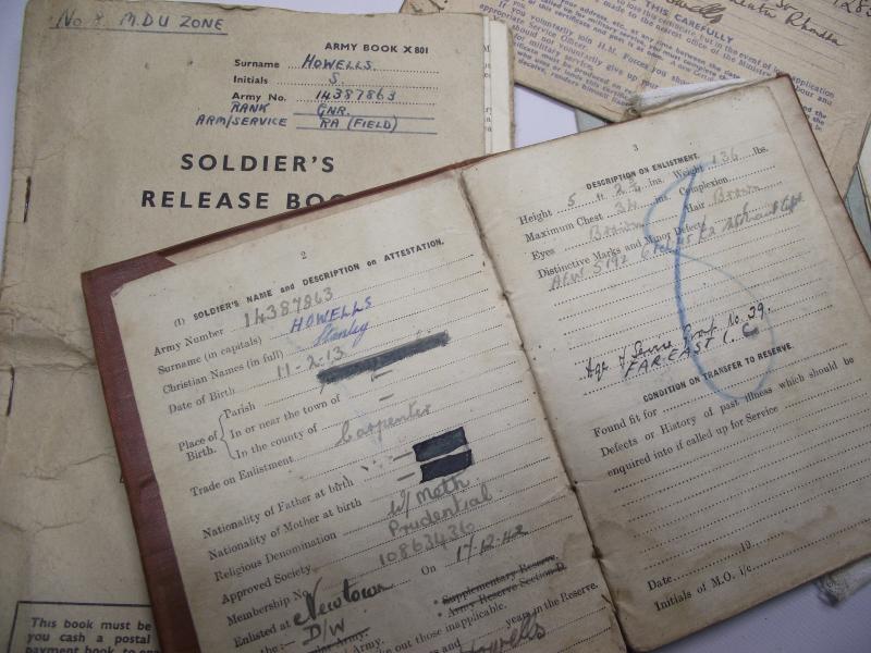 Medals and Paper Work Grouping. 32 Field Regiment Royal Artillery. Rhondda.