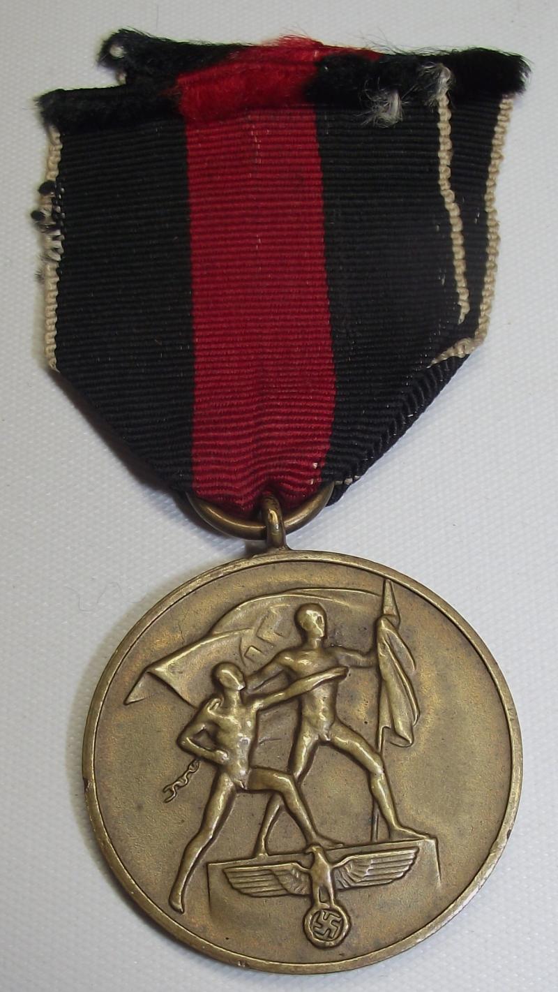WW2 German 1938 Entry into Sudetenland Czech Anschluss Medal